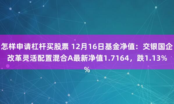 怎样申请杠杆买股票 12月16日基金净值：交银国企改革灵活配置混合A最新净值1.7164，跌1.13%