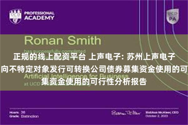正规的线上配资平台 上声电子: 苏州上声电子股份有限公司向不特定对象发行可转换公司债券募集资金使用的可行性分析报告